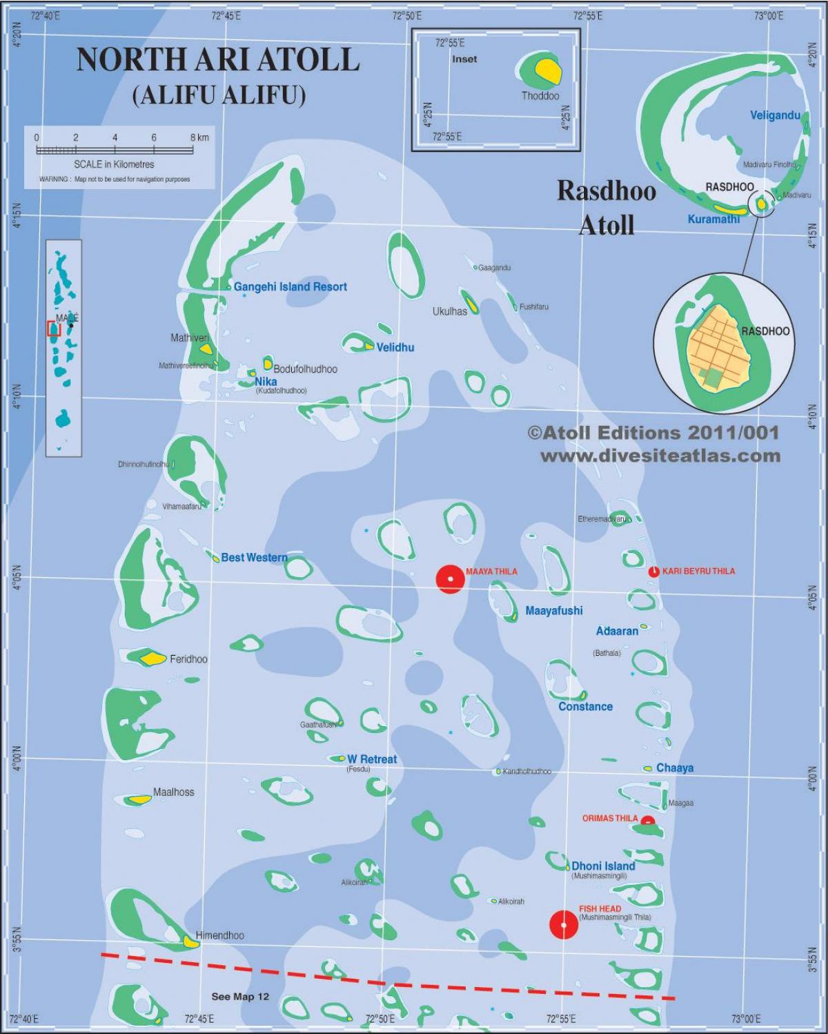 karte ari atoll maldivu salas