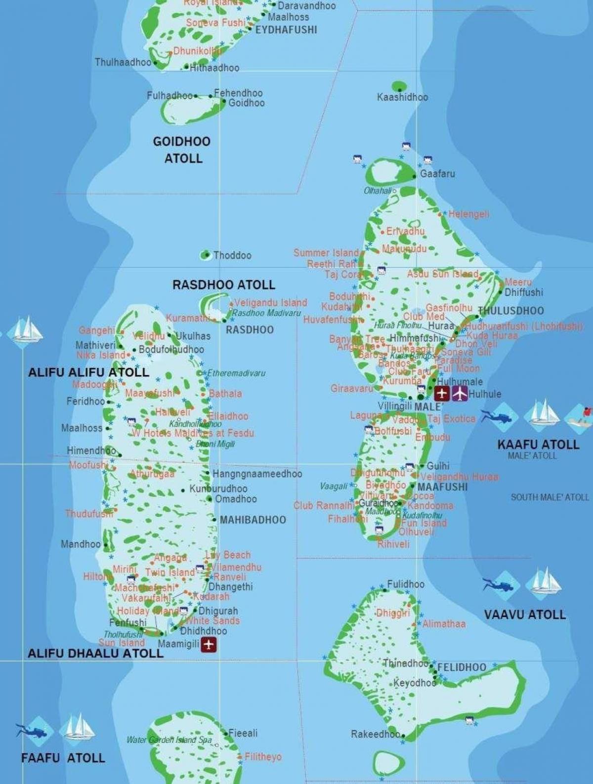 karte maldivu salās tūrisma