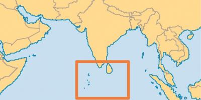 Maldivu salas atrašanās vietu uz pasaules kartes