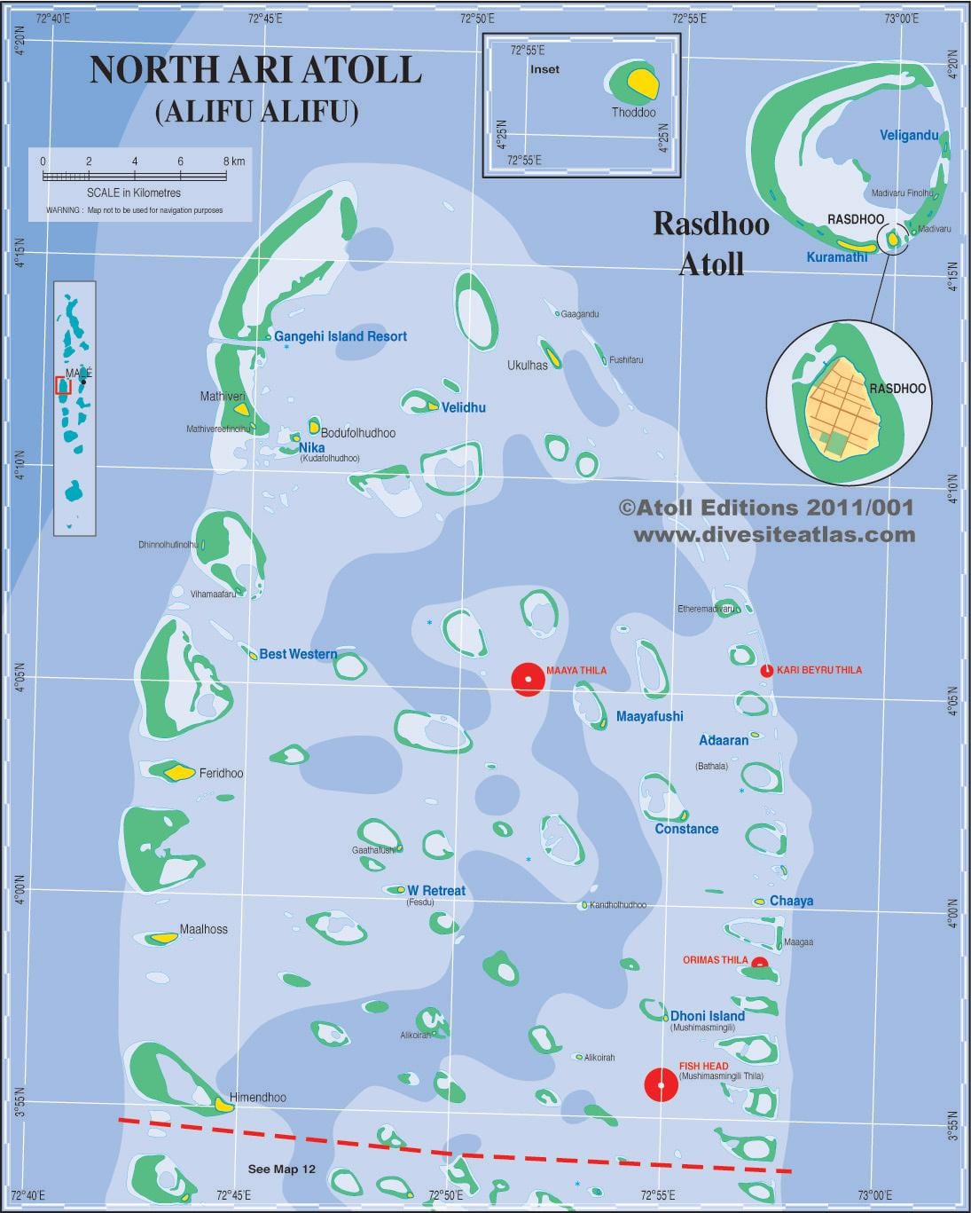 karte ari atoll maldivu salas