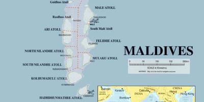 Karte maldīvu salas fizisko 